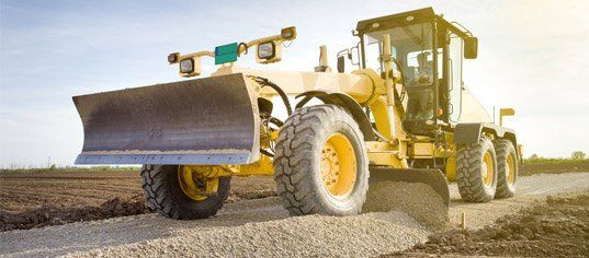Grader on construction site