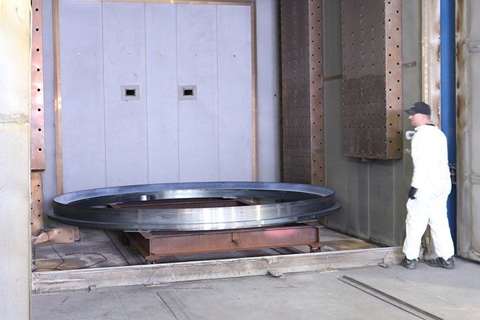 FEP Coated ring being put in oven for curing