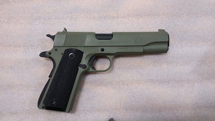 45 ACP Springfield 1911-A1, forest green and black