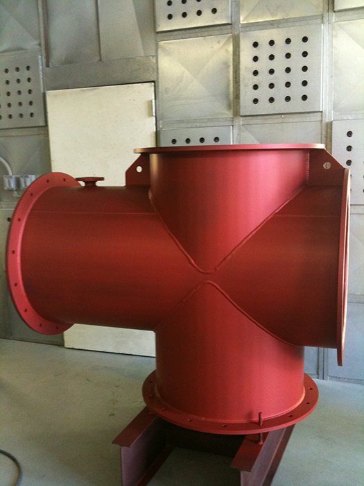36 Duct Cross coated with Ruby Red PFA