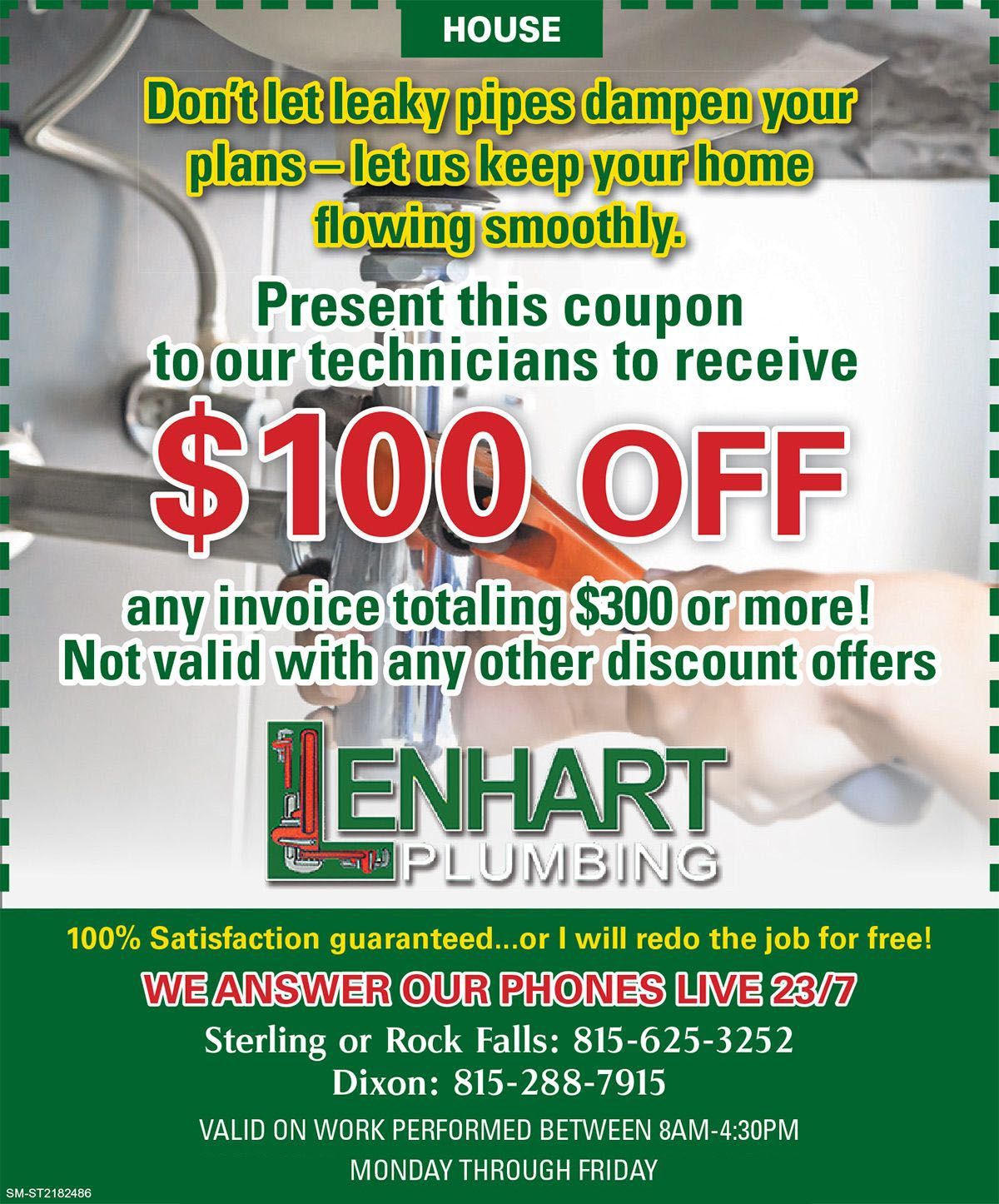 $100 OFF Any invoice totaling $300 or more coupon