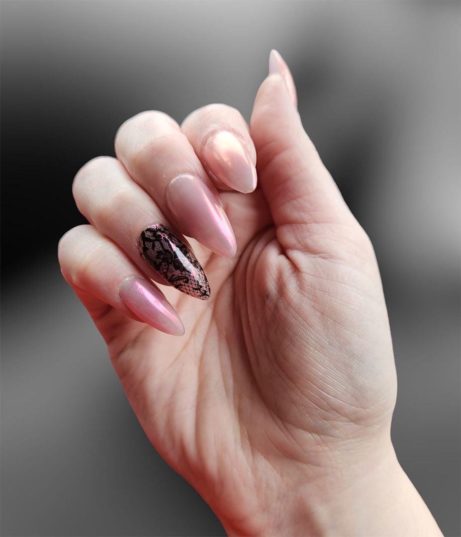 Black and pink nail art
