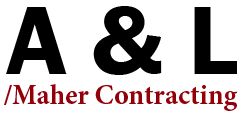 A & L logo in black, with "/Maher Contracting" written underneath in maroon text.