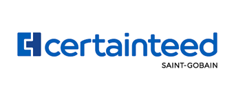 CertainTeed logo with a blue square and certainteed text, SAINT-GOBAIN beneath.