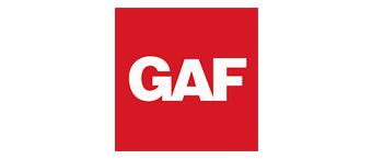 GAF logo, white letters on a red square.