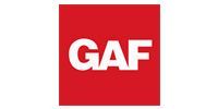 GAF logo in white letters on a red square