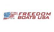 Freedom Boats USA logo with stylized American flag in red, white, and blue