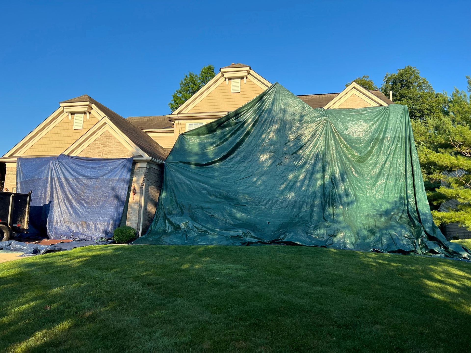 house construction with cover