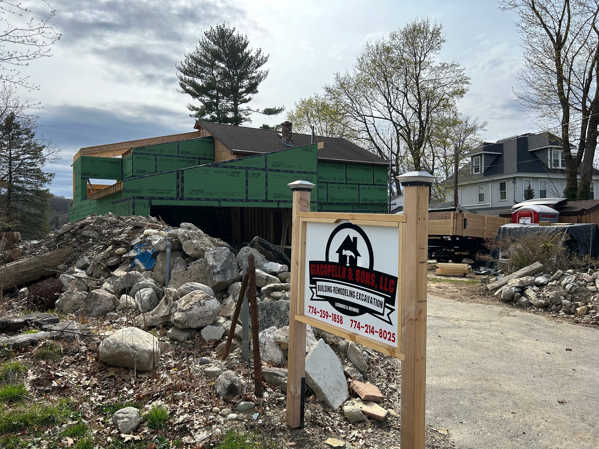 Construction site with sign for 