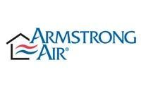 Armstrong Air logo with house outline and teal and red wave lines