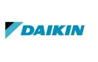 Daikin logo with teal geometric icon and blue wordmark on white background