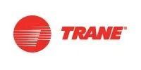 Trane logo: red circular mark with white stripes and red italic wordmark on white background