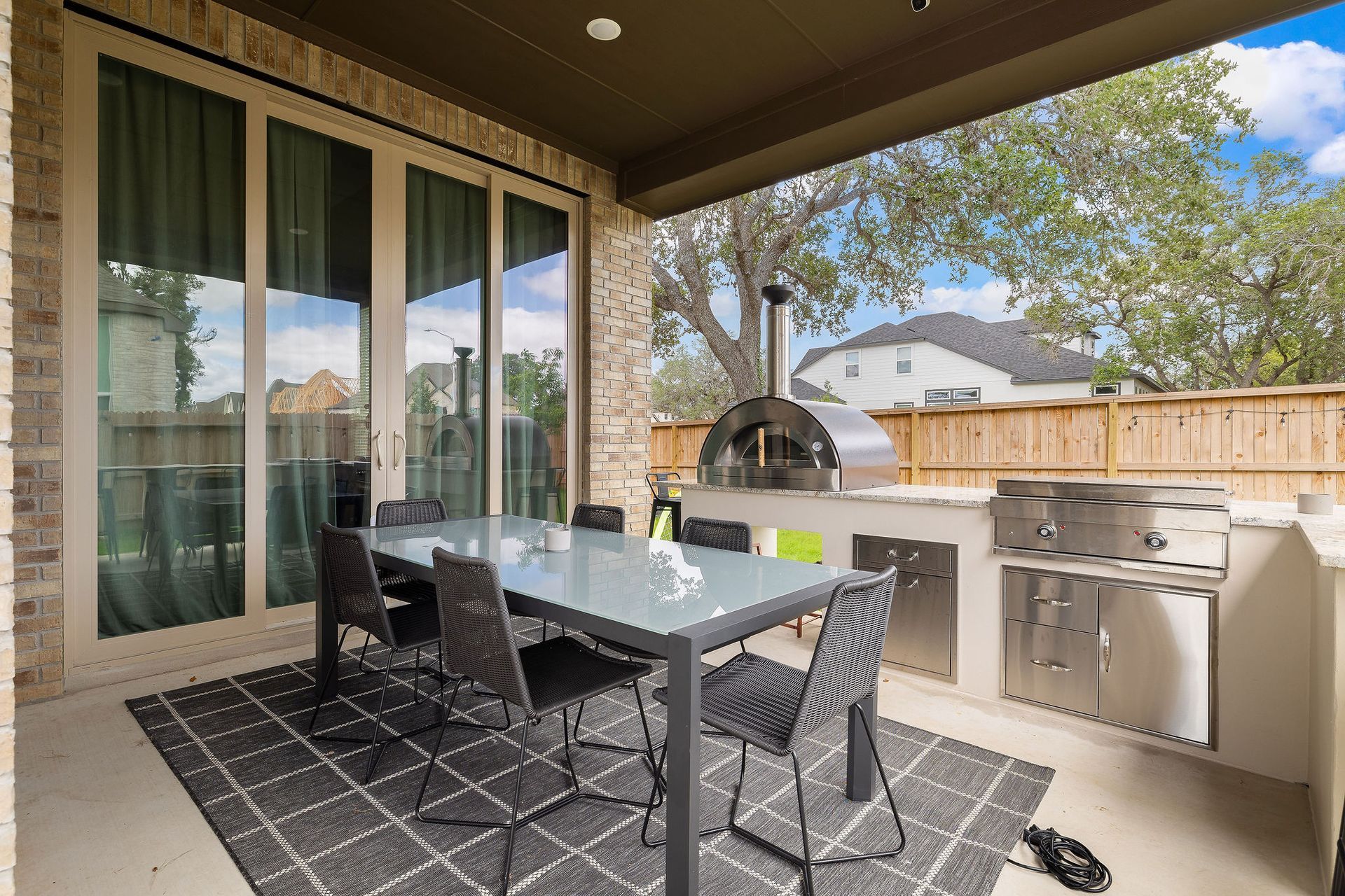 Covered patio with dining table