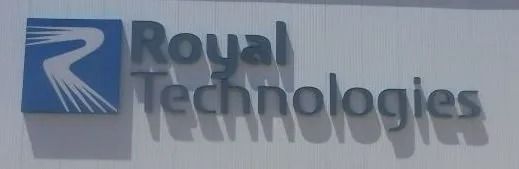 Royal Technologies logo with blue square icon and dark gray text on a light background