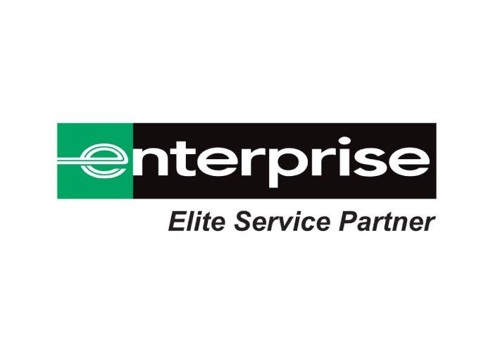 The Enterprise elite service partner logo is black and green