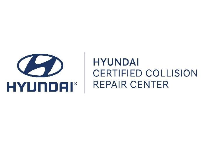 The logo for Hyundai certified collision repair center