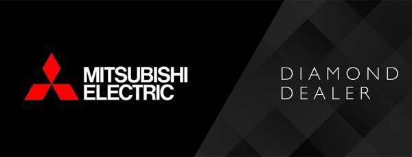 Mitsubishi Electric and Diamond Dealer logos on a black background