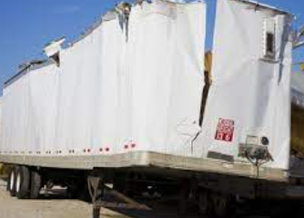 wrecked white trailer
