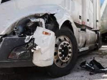 damaged front of a white truck