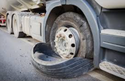 blown tire truck
