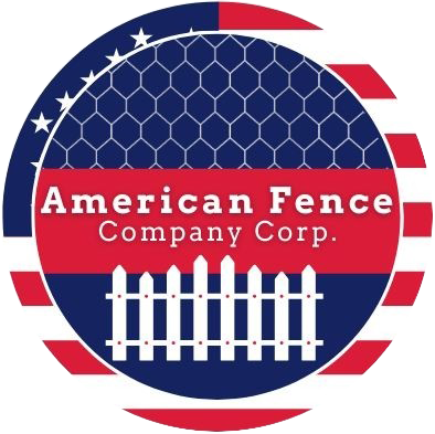 Logo: American Fence Company Corp., red, white, and blue circle with a picket fence image.
