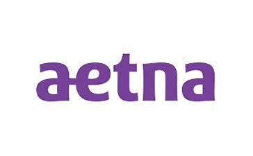 Aetna logo in purple letters on a white background.