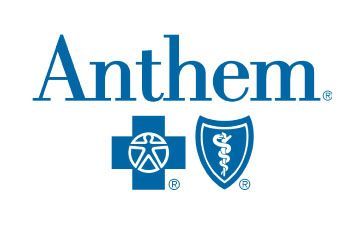 Anthem logo with blue text and two blue icons: cross and shield.