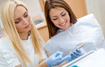 Patient Looking at Dental Crowns sample