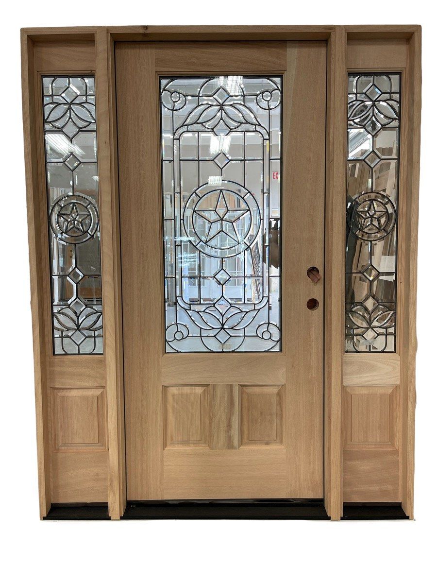 Door with star-patterned glass