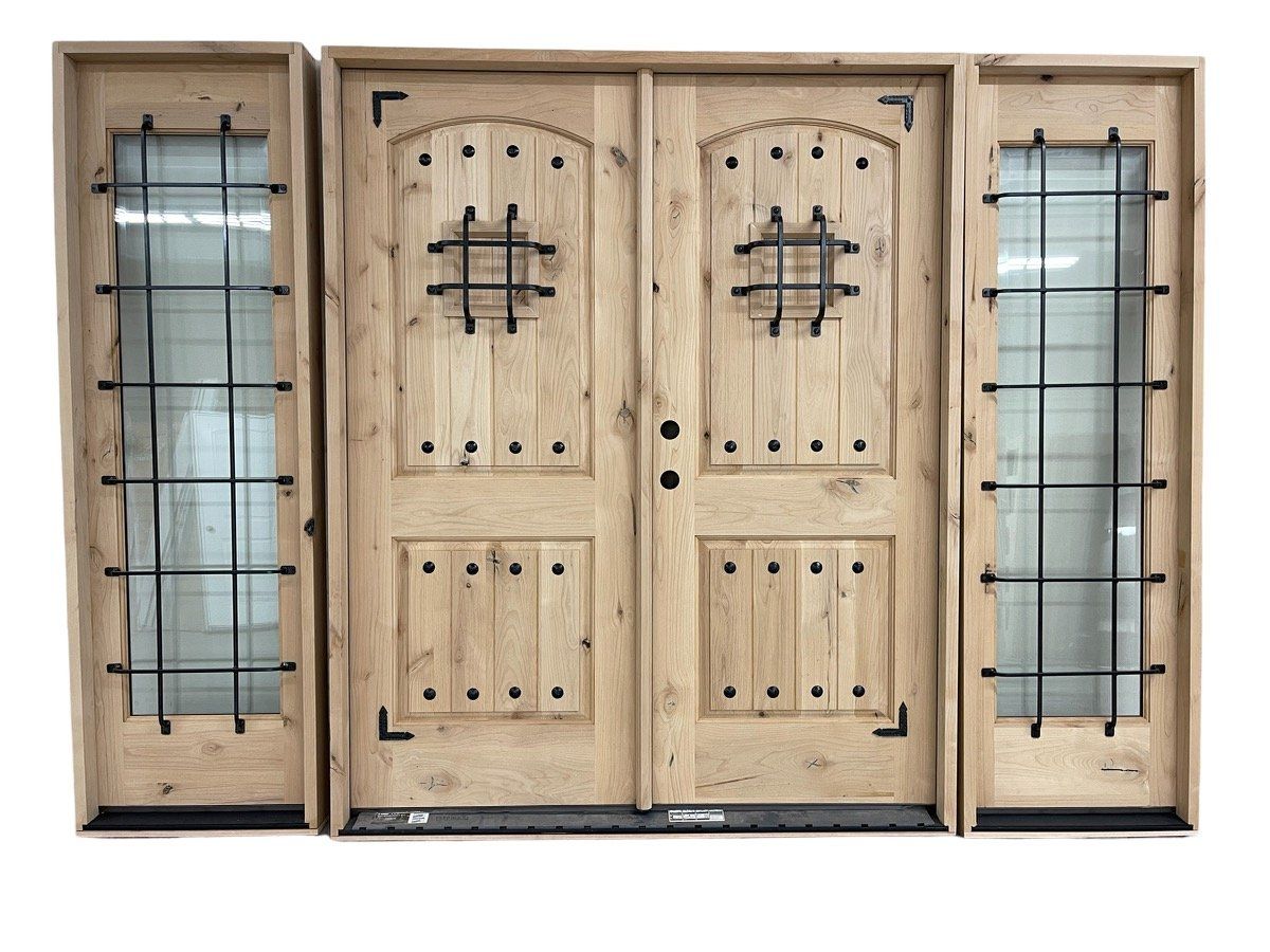 Double door with metal accent