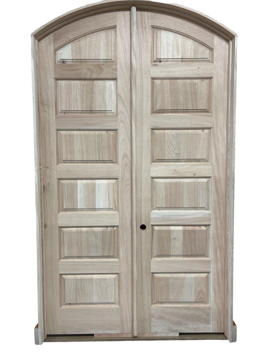 Wooden door with arch