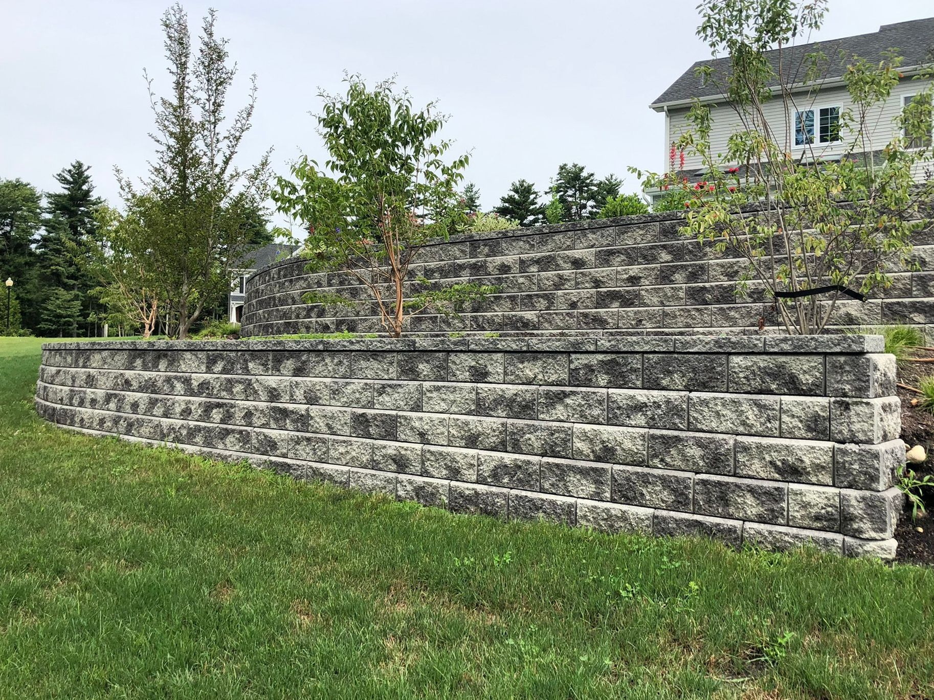 Retaining wall and landscaping