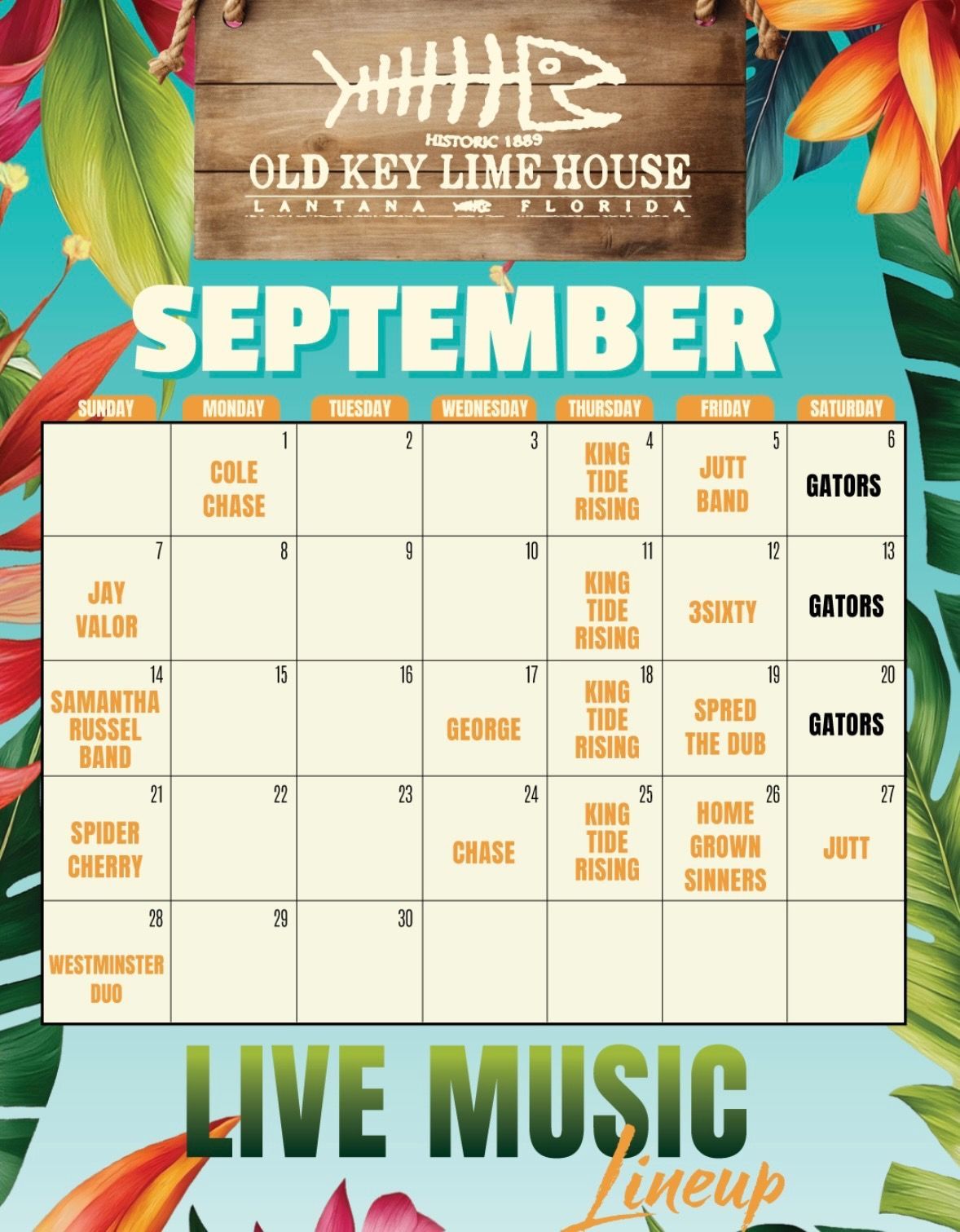 September Live Music Calendar 