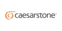 Caesarstone logo in gray with an orange circular icon