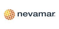 Nevamar logo with orange globe icon and dark gray text on a white background
