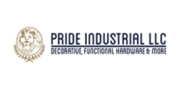 Pride Industrial LLC logo with gold emblem and text “Decorative, Functional Hardware & More”