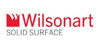 Wilsonart Solid Surface logo in red and gray on a white background