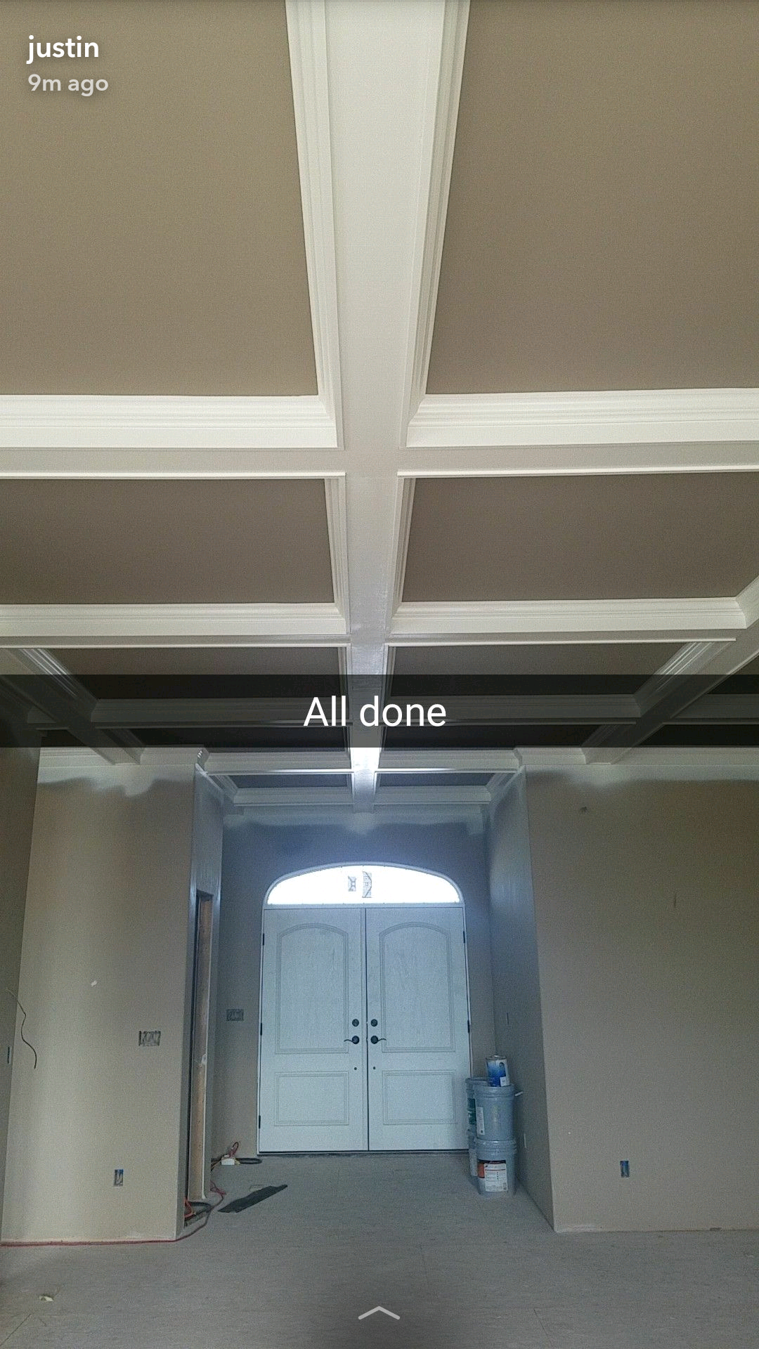 A picture of a hallway with a sign that says all done