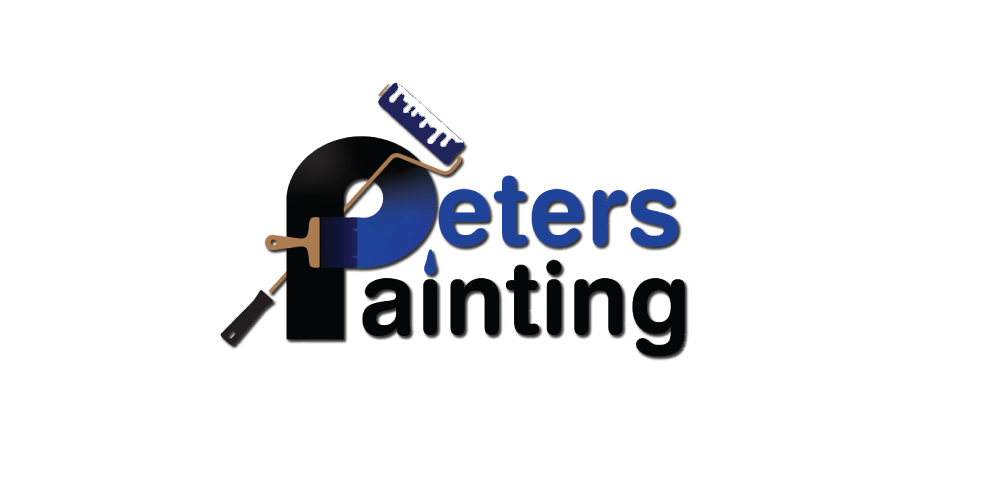 A logo for peters painting with a paint roller