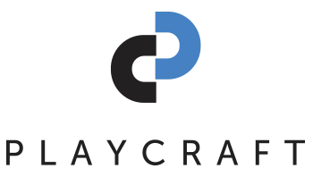 Playcraft logo with blue and black interlocking “P” icon above the word PLAYCRAFT