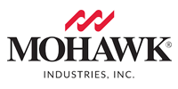 Mohawk Industries logo: red wave-like design above black text 