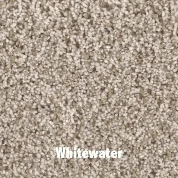 Close-up of beige carpet labeled 