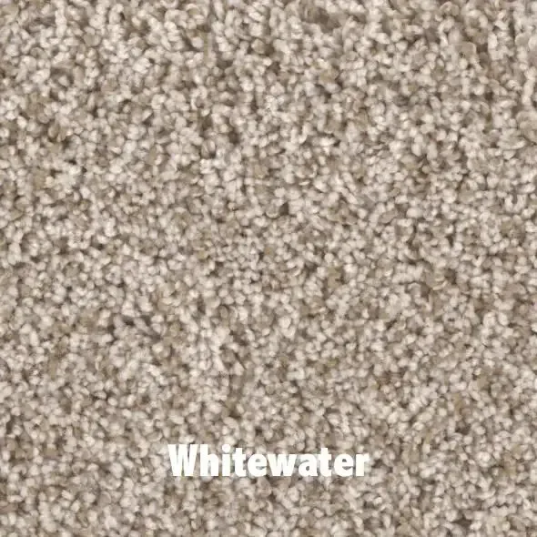 Close-up of beige carpet labeled 