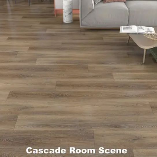 Wooden flooring in a living room, with a sofa and coffee table visible.