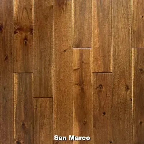 San Marco Acacia hardwood flooring in various shades of brown.