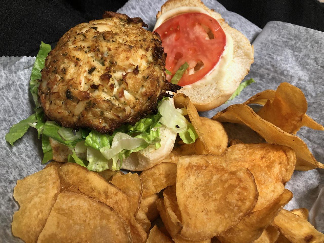 Crab Cake Sandwhich with Homemade Chips
