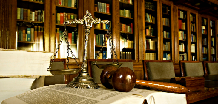 Justice scale and gavel