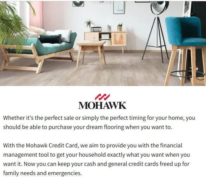 A mohawk credit card is advertised on a website.