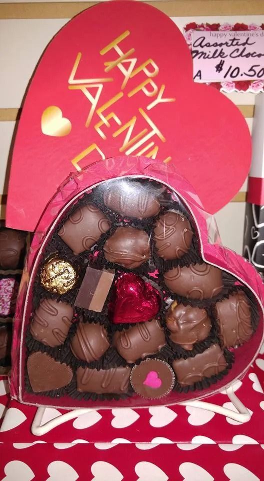 Heart-shaped box of chocolates, red box with