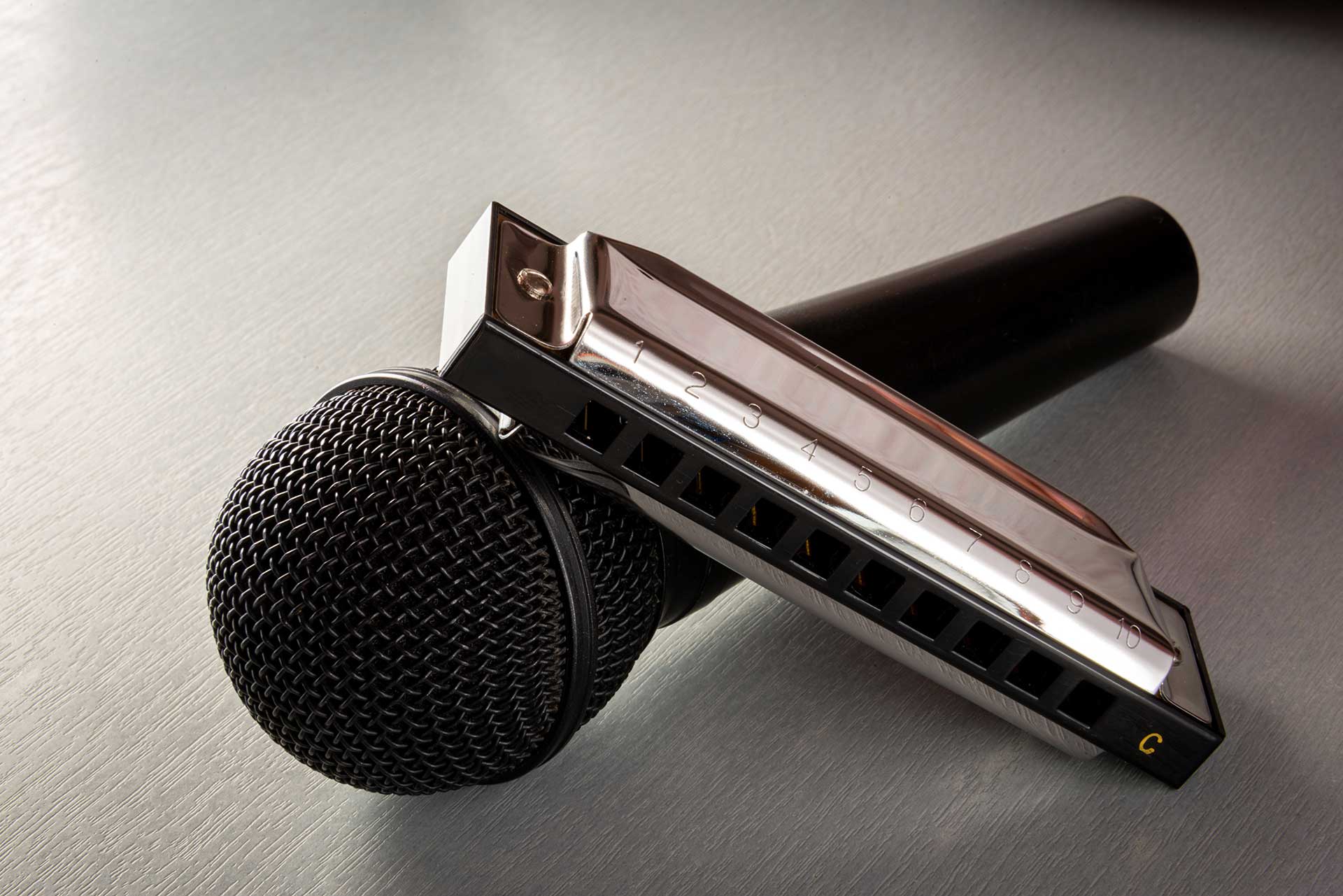 mic and harmonica
